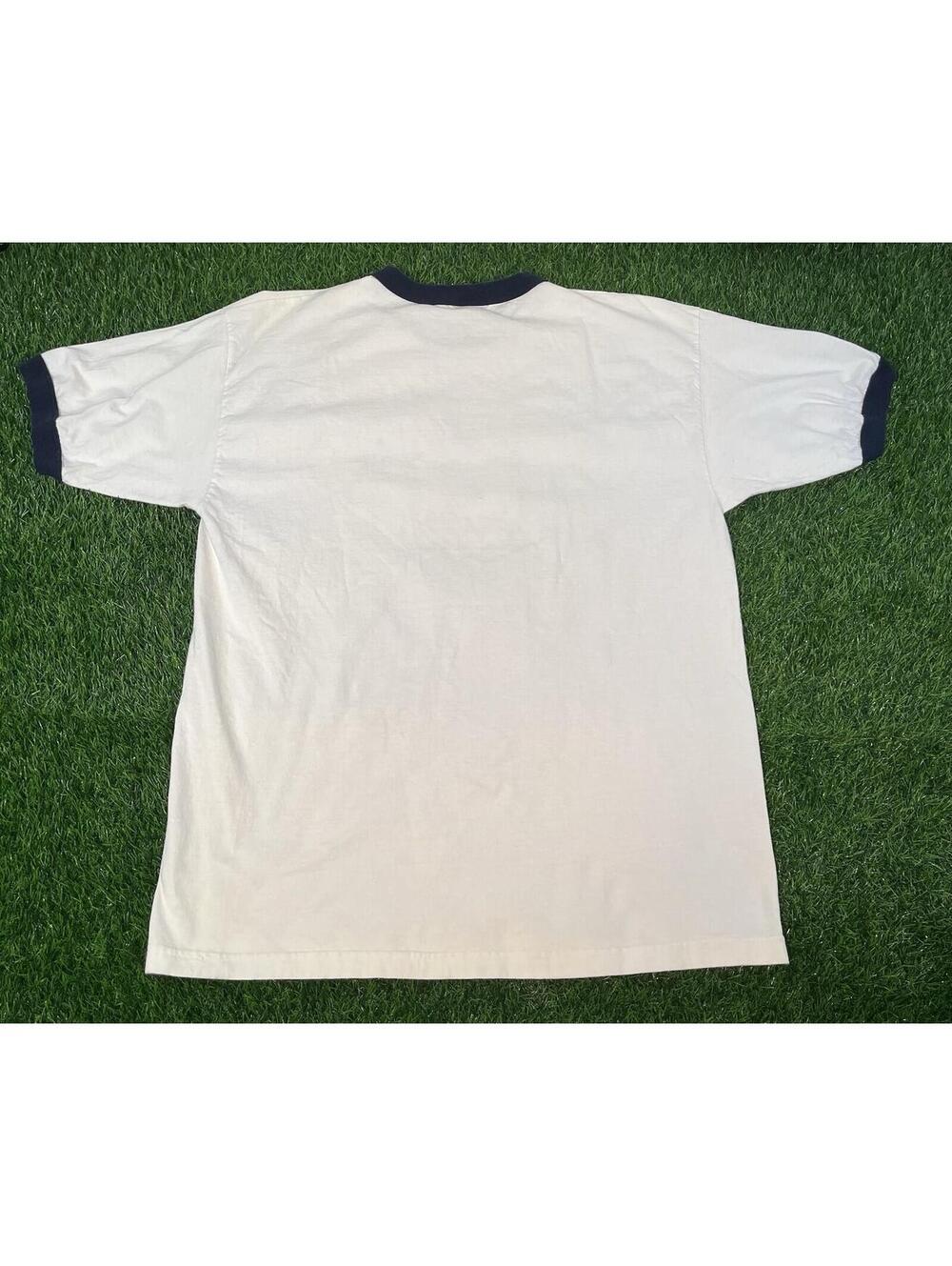 AAA VTG Y2K Bob Ross "Happy Trees" Ringer Style White T-Shirt Mens XL - Picture 8 of 11